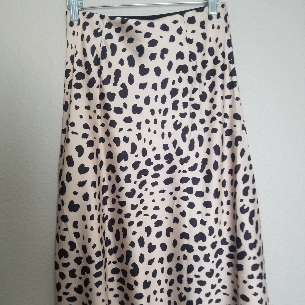 Cheetah Print Satin Midi Skirt